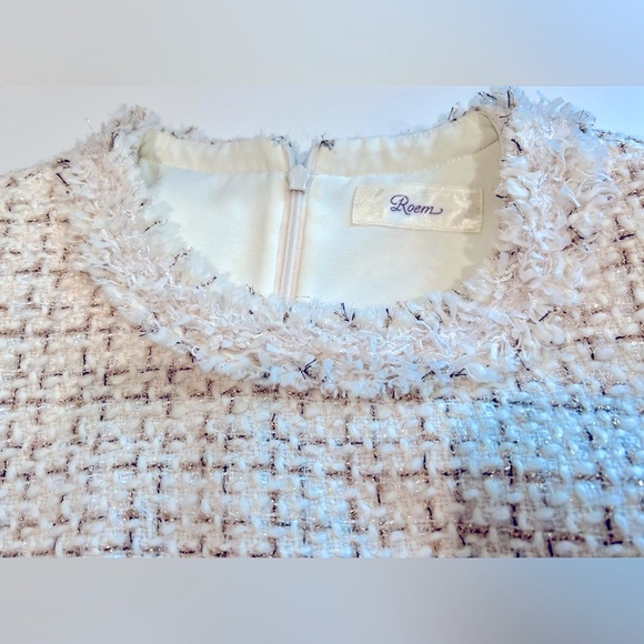 Tweed A Line dress (above the knee) - White, 40% Wool; Size: Small - Picture 4 of 4